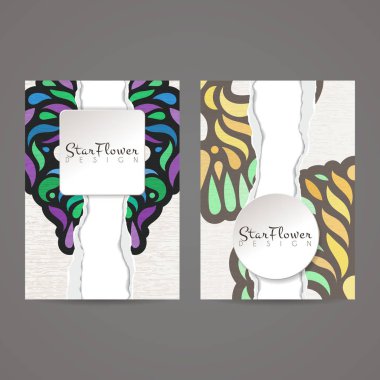 Vektör tasarım şablonları kümesi. Kartvizit daire süsleme ile.