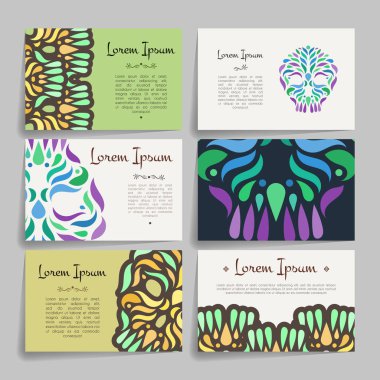 Vektör tasarım şablonları kümesi. Kartvizit daire süsleme ile.