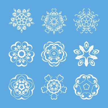 Monogram süslü mandalalar kümesi. Zarif dairesel desen.