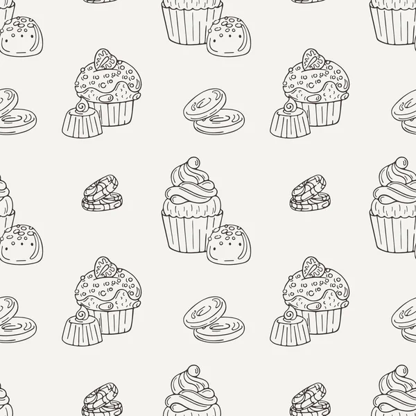 Vektor Muffin Seamless Pattern. Sütemények, édességek. — Stock Vector