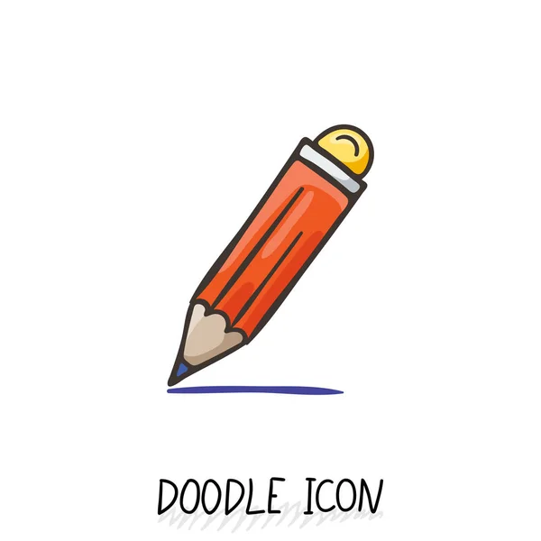 Vektor-Doodle-Stift-Symbol. Bleistift mit Radiergummi. — Stockvektor