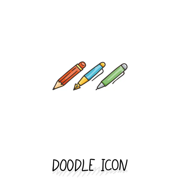 Doodle-Schreibgeräte. Schreibbüro-Ikonen. — Stockvektor