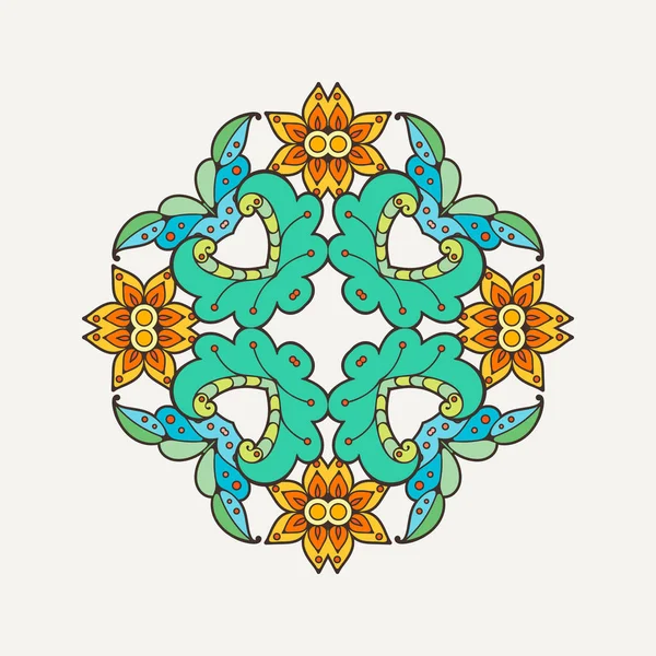 Vector mandala. Mehndi lace tattoo. Oosterse geweven met scherpe hoeken. — Stockvector