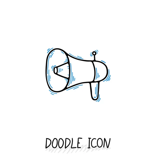 Ícone de doodle vetorial com megafone. Pictograma do orador . — Vetor de Stock