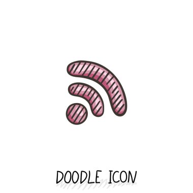 Doodle wifi simgesi. Vektör internet ve bağlantı simgesi.