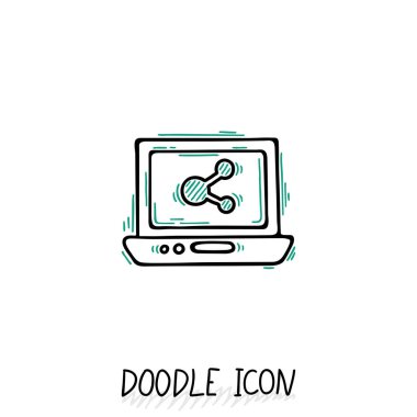 Doodle Laptop simge tasarlamak. Netbook, ultrabook.