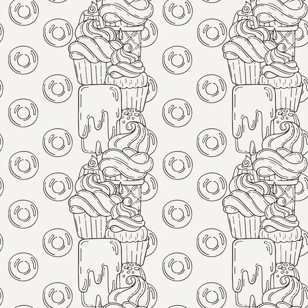 Vektör Muffins Seamless modeli. Kek, tatlılar. — Stok Vektör