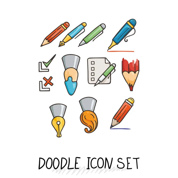 Set of Universal Doodle Icons. Bright Colors and Variety of Topics. — Stock Vector