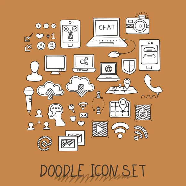 Set of Universal Doodle Icons. Variety of Topics. Stock Illustration