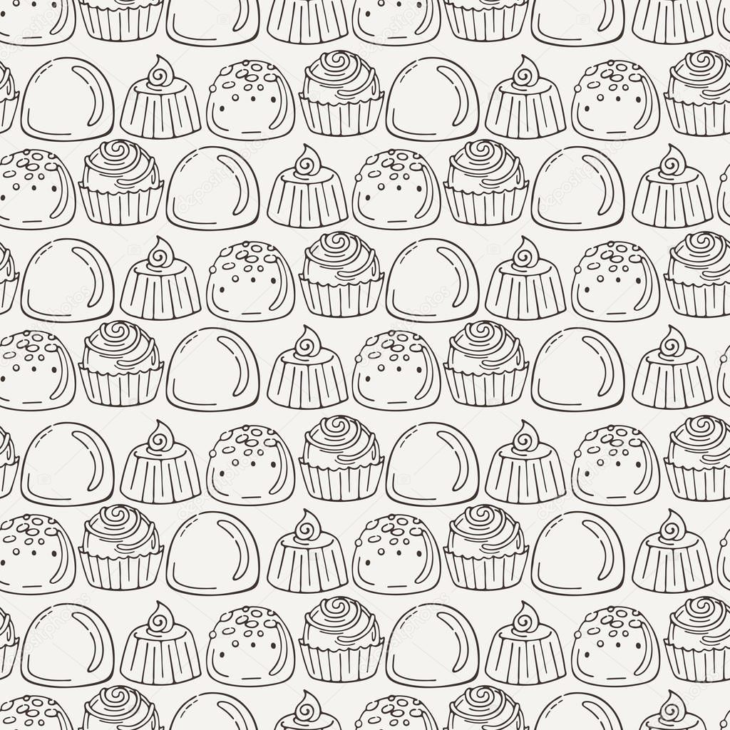 Vector Candy and Lollipop Seamless Pattern. Sweet Party Texture.