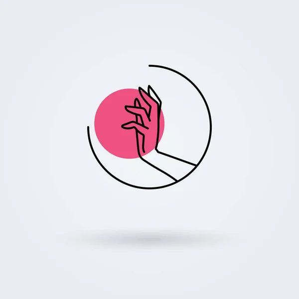 Iconos vectoriales con una mano femenina elegante en un entorno hermoso . — Vector de stock