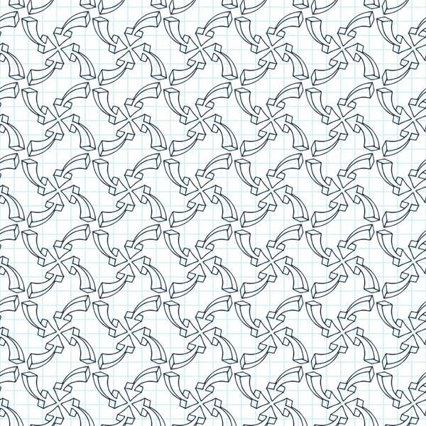市松模様の紙の上の体積の矢印のシームレスなパターン ベクトル — ストックベクタ