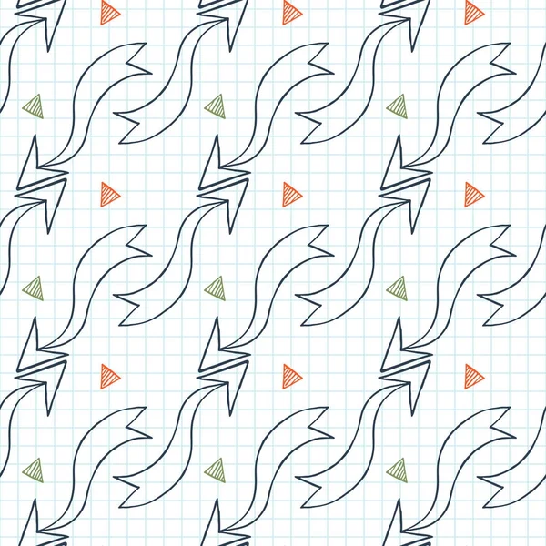 Modèle vectoriel sans couture de flèches sur papier graphique — Image vectorielle