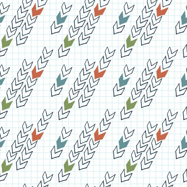 Modèle vectoriel sans couture de flèches sur papier graphique — Image vectorielle
