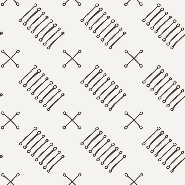 Texture vectorielle sans couture de lignes dessinées à la main avec des cercles sur les extrémités — Image vectorielle