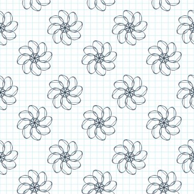 Çiçek kareli kağıt üzerinde vektör seamless modeli