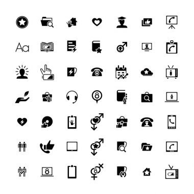 49 evrensel simgeler kümesi. İş, internet, web tasarım.