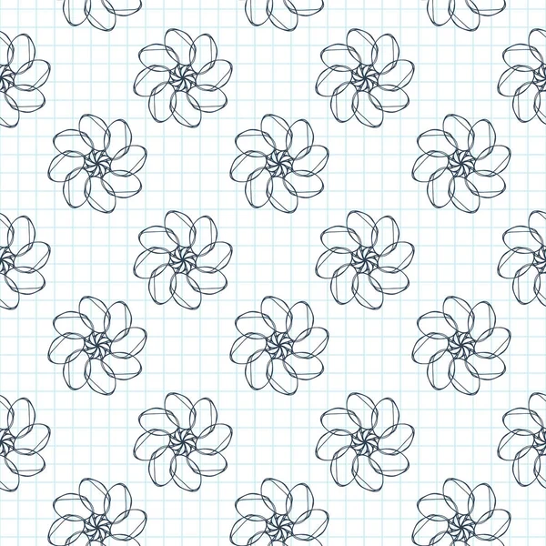 Patrón de flores sin costura vectorial en un papel a cuadros — Vector de stock