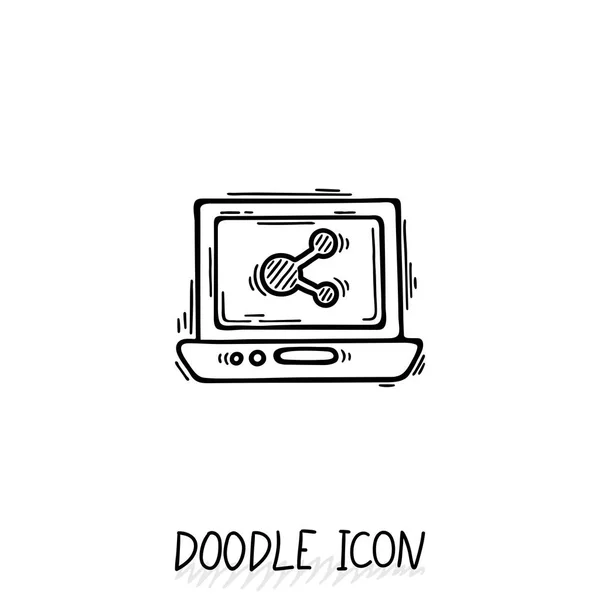 Doodle Laptop simge tasarlamak. Netbook, ultrabook. — Stok fotoğraf