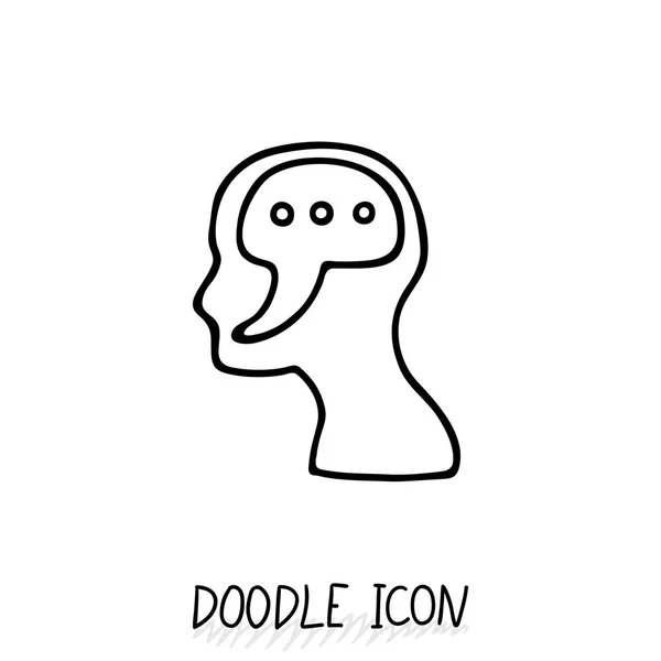 Doodle ikona s lidskou hlavou. Symbol myslet a mluvit. — Stock fotografie