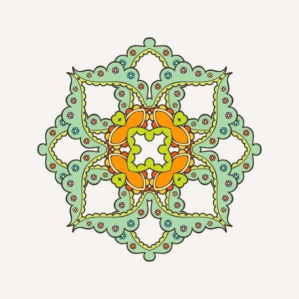 Vector mandala. Mehndi spetsar tatuering. Orientaliska väva med skarpa hörn. — Stock vektor