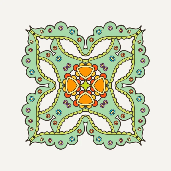 Vector mandala. Mehndi lace tattoo. Oosterse geweven met scherpe hoeken. — Stockvector