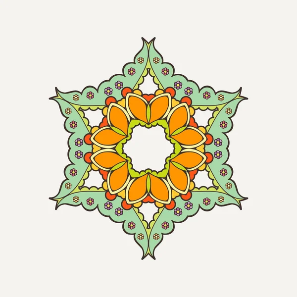 Vector Mandala. Tatuaje de encaje Mehndi. Tejido oriental con esquinas afiladas . — Archivo Imágenes Vectoriales
