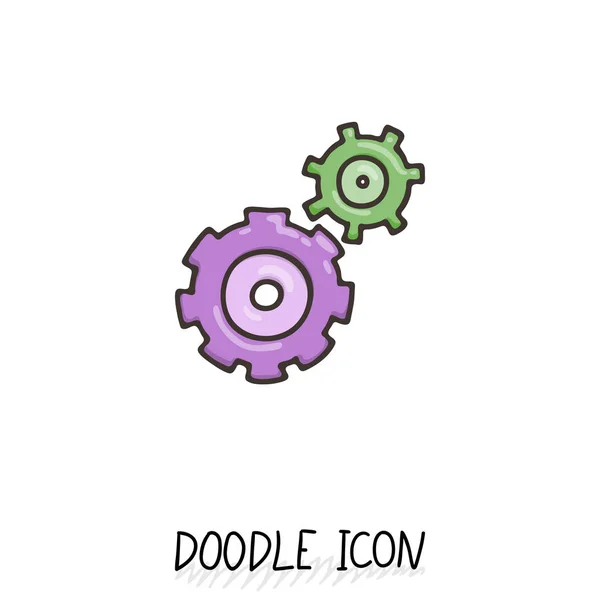 Doodle icono de engranajes. Tecnología, mecánica, equipo, grupo, comunidad . — Vector de stock