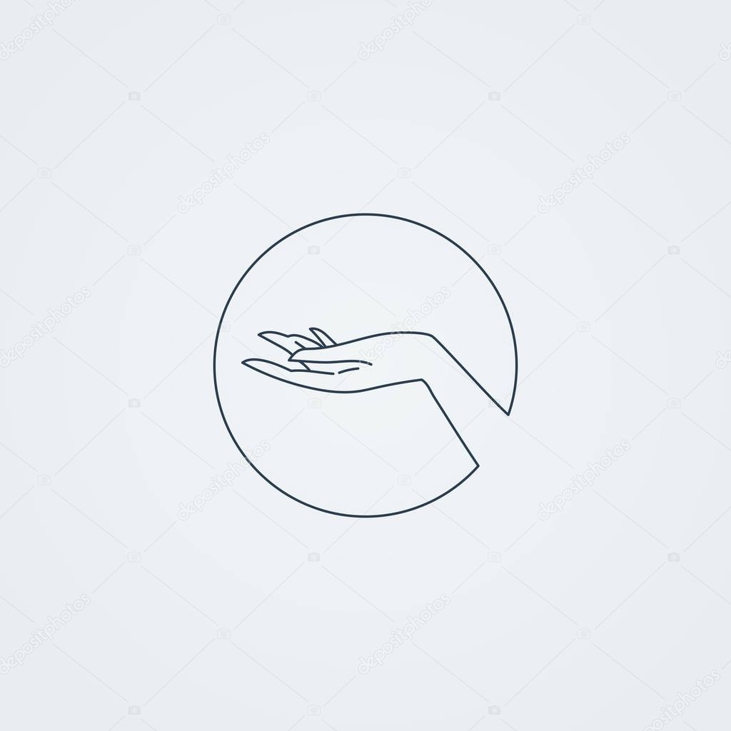 Vector icons with a graceful female hand in a beautiful setting.