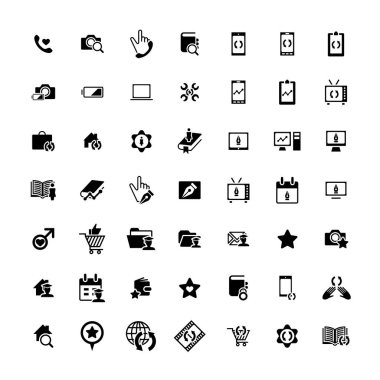 49 evrensel simgeler kümesi. İş, internet, web tasarım.