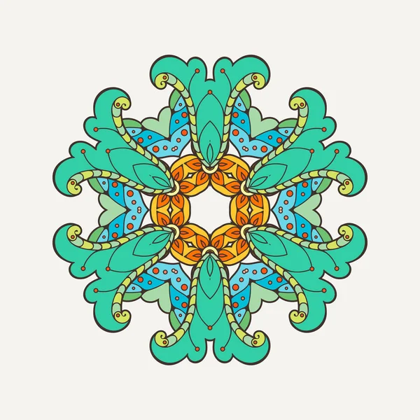 Vector mandala. Mehndi lace tattoo. Oriental weave with sharp corners. — Stock Vector