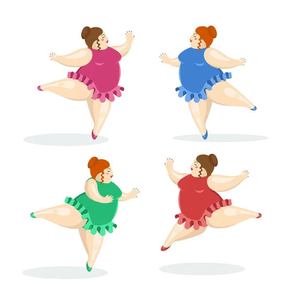 Illustrazione vettoriale con ballerine molto grandi e belle. Ballerini di balletto grassi . — Vettoriale Stock