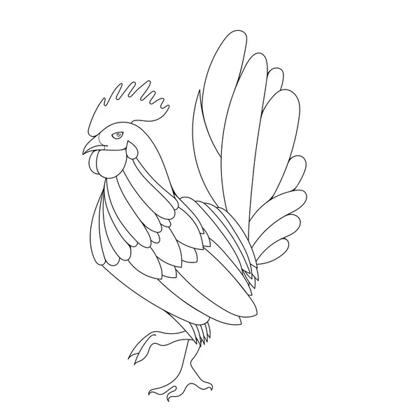 Gallo domestico uccello contadino per pagine da colorare . — Vettoriale Stock