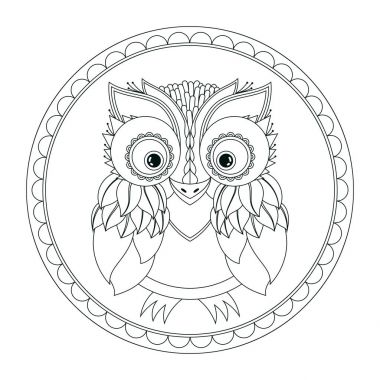 Vektör baykuş çizim. Resim Boyama. 