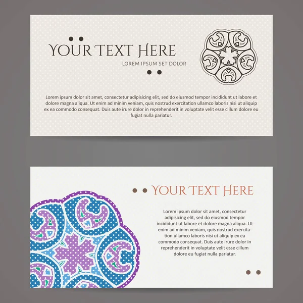 Conjunto de plantillas de diseño vectorial. Tarjeta de visita con adorno de círculo floral. Estilo Mandala . — Vector de stock