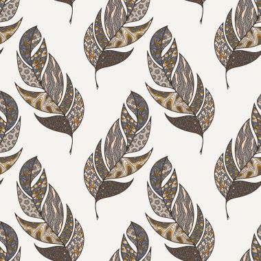 Vektör seamless modeli tüyler. Doodle. Zentangle