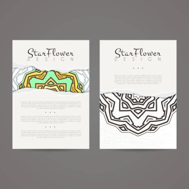 Vektör tasarım şablonları kümesi. Çiçek daire süsleme ile kartvizit. Mandala stili.