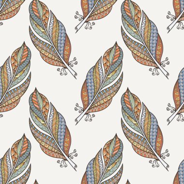 Vektör seamless modeli tüyler. Doodle. Zentangle