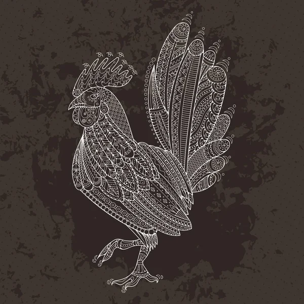 Coq oiseau fermier domestique pour Coloriages, illustrations en zentangle ou tatouages avec des détails élevés . — Image vectorielle