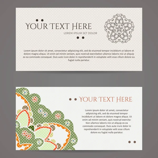 Set van vector ontwerpsjablonen. Visitekaartje met florale cirkel sieraad. Mandala stijl. — Stockvector