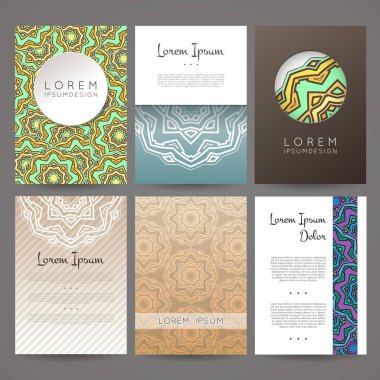 Vektör tasarım şablonları kümesi. Çiçek daire süsleme ile kartvizit. Mandala stili.