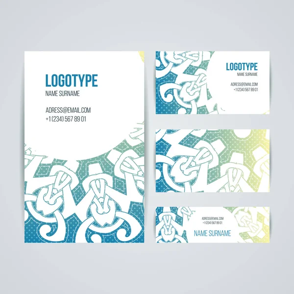 Набір вектор шаблони дизайну. Візитну картку з квітковими коло орнаментом. Мандала стиль. — стоковий вектор