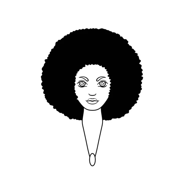 Retrato de una mujer con pelo de diente de león al estilo de un africano . — Vector de stock