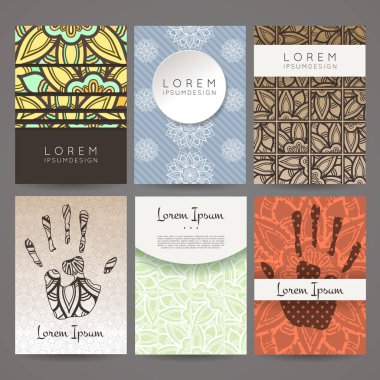 Vektör tasarım şablonları kümesi. Çiçek daire süsleme ile kartvizit. Mandala stili.