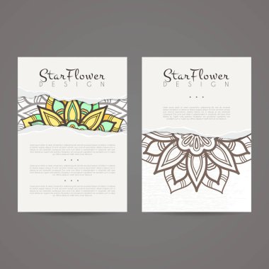 Vektör tasarım şablonları kümesi. Çiçek daire süsleme ile kartvizit. Mandala stili.