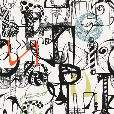 Sorunsuz grunge doodle arka plan. El çekilmiş soyut harfler.