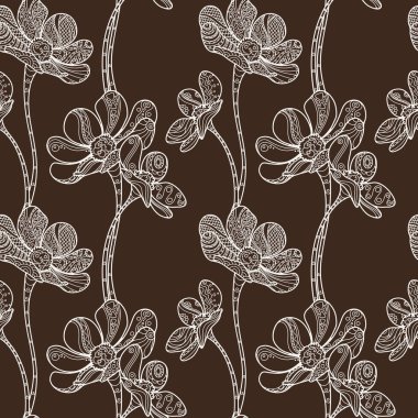 Vektör Seamless çiçek Zentangle modeli. 