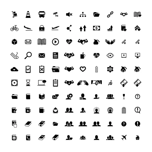 Set de 100 iconos universales. Negocios, internet, diseño web . — Archivo Imágenes Vectoriales