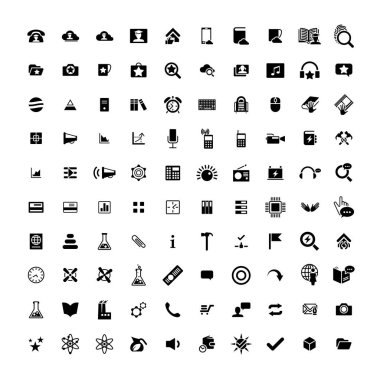 100 evrensel simgeler kümesi. İş, internet, web tasarım.