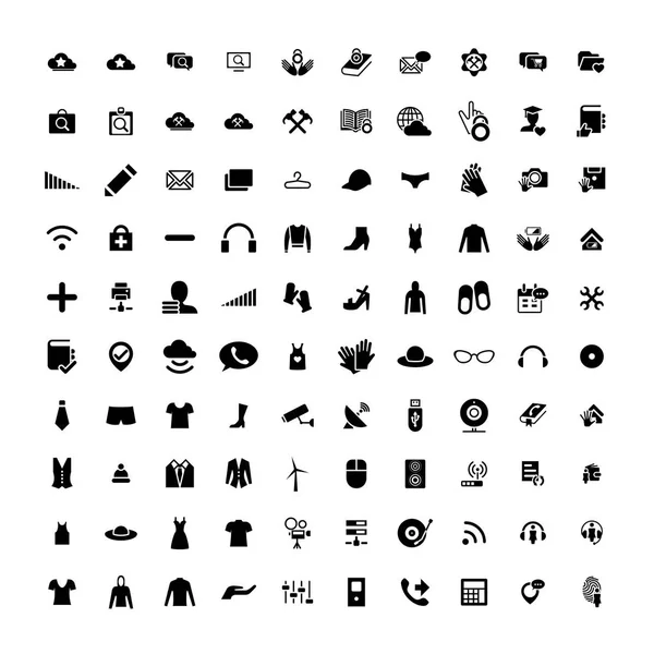 Sada 100 univerzální ikon. Obchod, internet, webdesign. — Stockový vektor